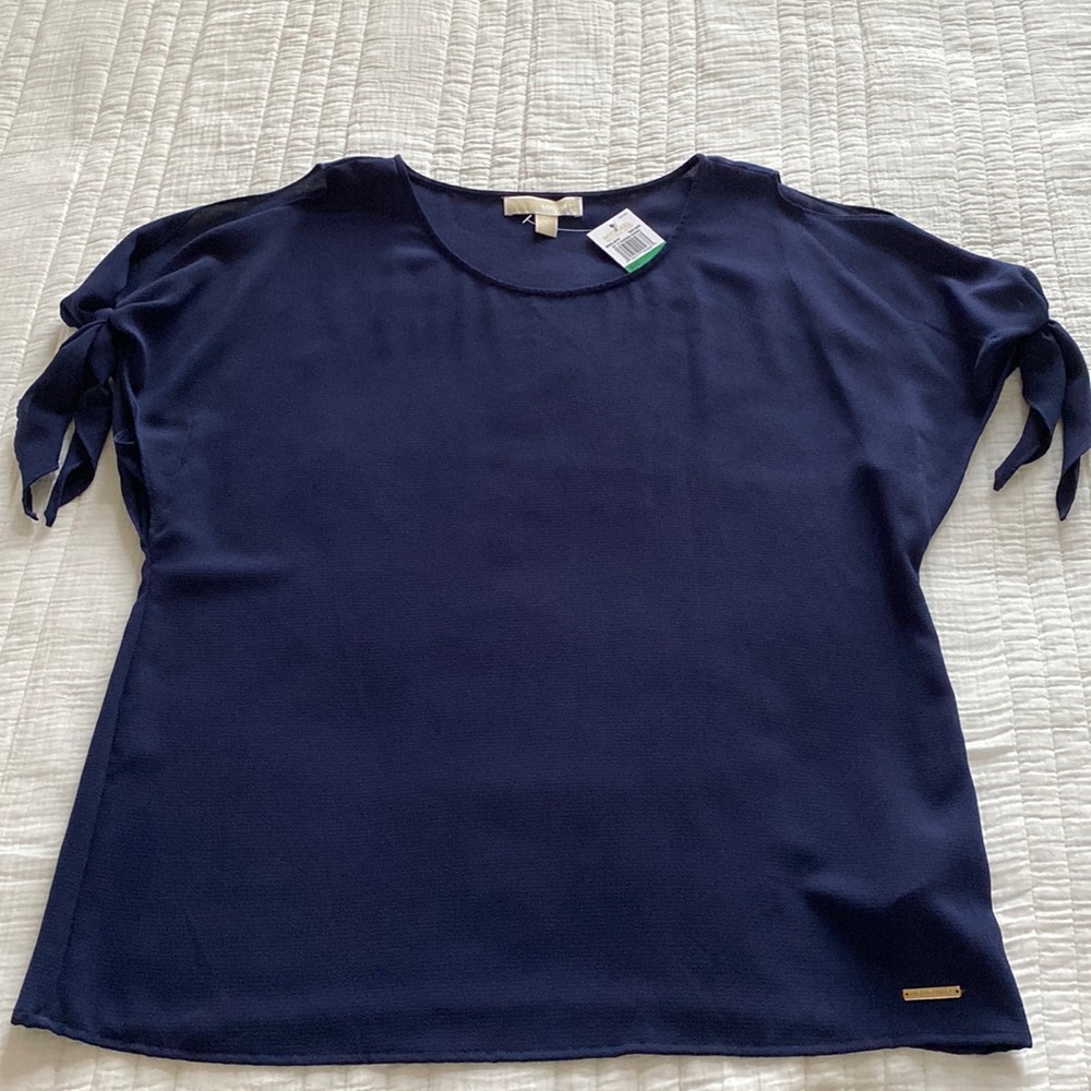 Michael Kors Navy Cold Shoulder Top